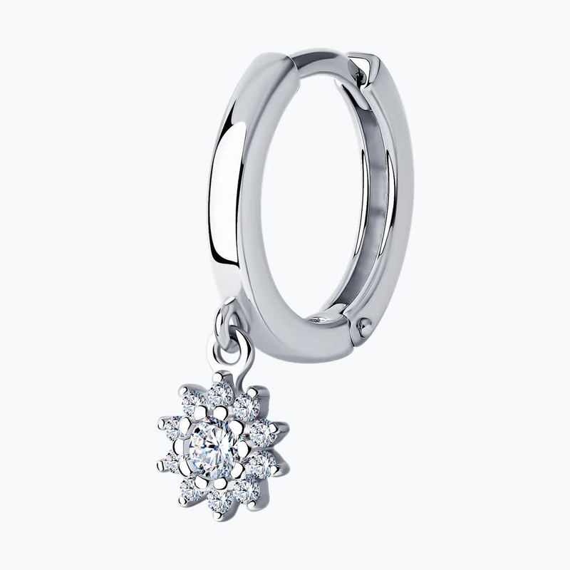 Серьга 925 94170142 арт.94170142 10 Фианит бесцветный Круг 1,25 ; 1 Фианит бесцветный Круг 3