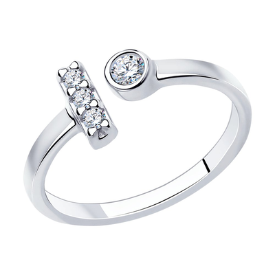 Кольцо 925 94013238 арт.94013238 3 Фианит бесцветный Круг 1,25 ; 1 Фианит бесцветный Круг 2