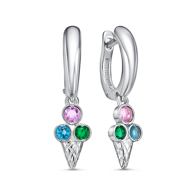 Серьги 925 с1202969 арт.с1202969 2 Кварц иск. Кр 3,00  роз 0,039;2 Кварц  иск. Кр 2,50  голуб. 0,021
