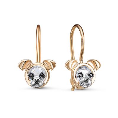 Серьги детские 585 1202870 арт.1202870 Фианит Кр 4,50;Фианит Кр 0,80  Black 22;