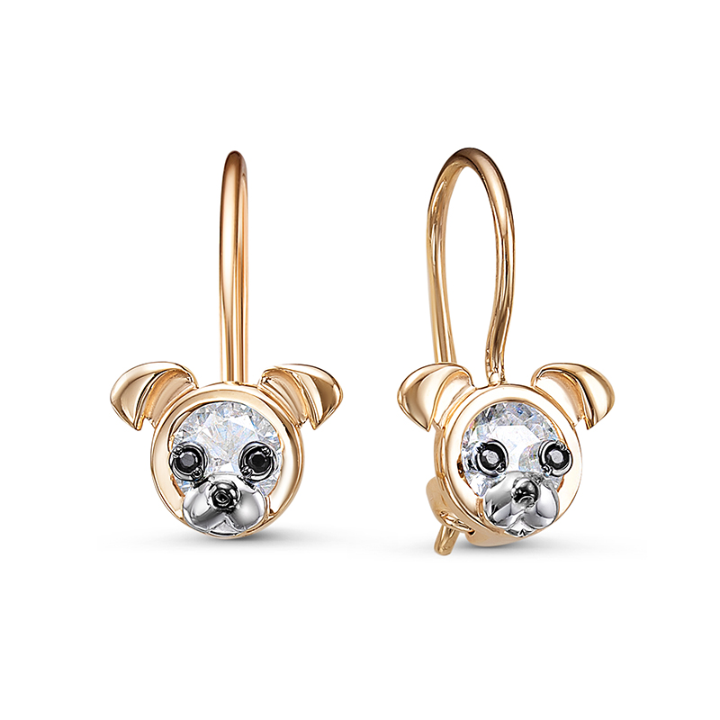 Серьги детские 585 1202870 арт.1202870 Фианит Кр 4,50;Фианит Кр 0,80  Black 22;