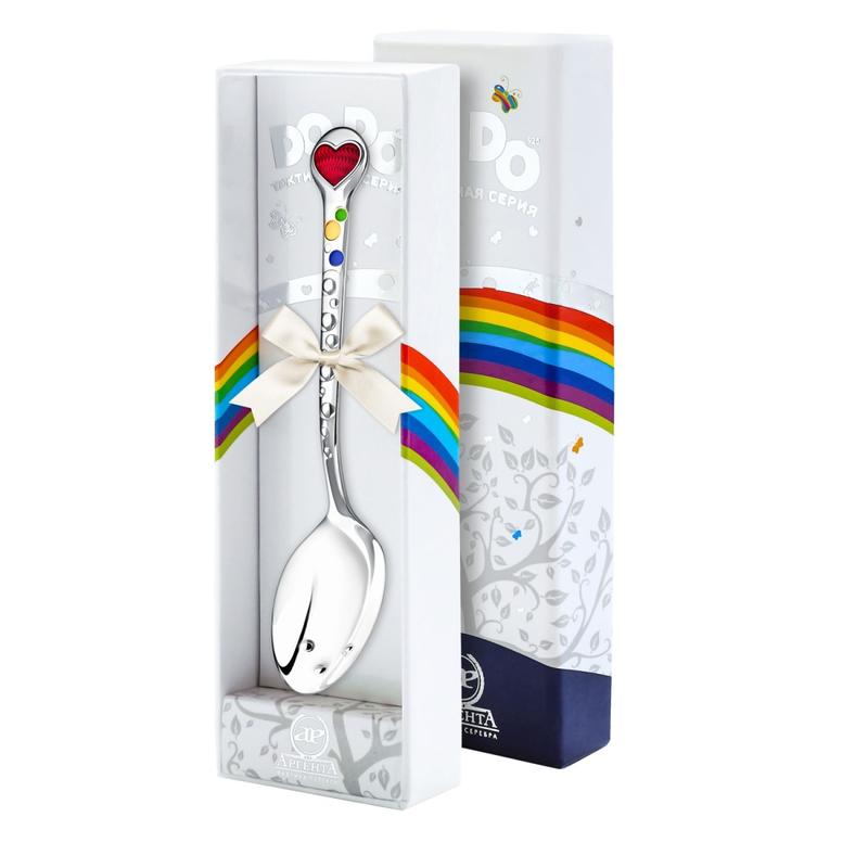 Ложка детская DODO "Сердечко" ч/п с эмалью + футля арт.451ЛЖ05808 21,24г